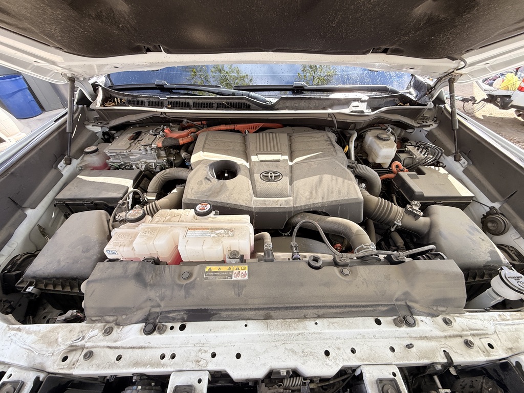 Engine bay before detailing — covered in dust and grime